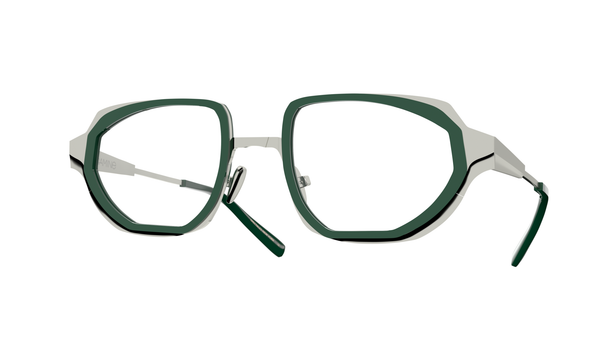 GAMINE EYEWEAR TITANIUM SILVER GREEN UNIQUE PRESCRIPTION GLASSES 