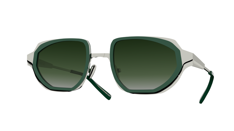 GAMINE EYEWEAR TITANIUM SILVER GREEN UNIQUE GREEN SUNGLASSES