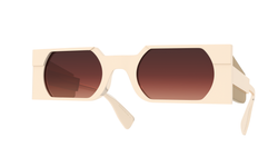 Hackney White by Gamine NYC Eyewear - trendy 2024 sunglasses - slim shape stylish. Lunettes solaires mode 2024, forme vintage blanche.