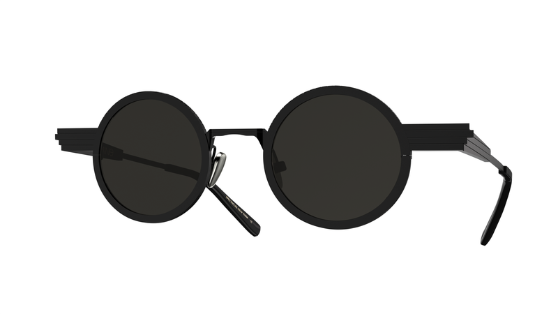 GAMINE EYEWEAR NYC UNIQUE ROUND TITANIUM SUNGLASSES BLACK 