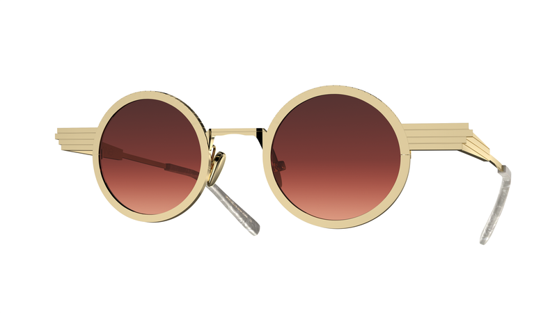 GAMINE EYEWEAR NYC UNIQUE ROUND TITANIUM WITH GOLD PLATED 18K PINK SUNLENSES