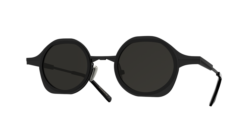 GAMINE EYEWEAR NYC MINIMALIST AND TRENDY KITA IN TITANIUM BLACK WITH BLACK SUNLENSES