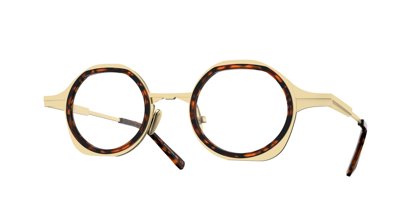 GAMINE EYEWEAR NYC MINIMALIST AND TRENDY KITA IN TITANIUM GOLD AND HAVANA. PRESCRIPTION GLASSES