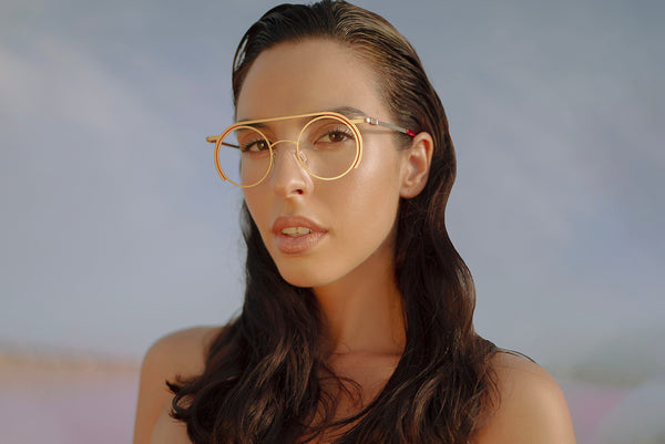 GAMINE NYC EYEWEAR EAST VILLAGE LIGHT METAL FRAME STYLISH GOLD BURGUNDY