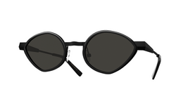 Jaffa eyewear by Gamine NYC, a blend of tradition and modernity, made of ultra-light titanium. Black sunglasses with black inserts