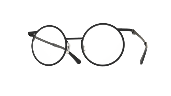 Södermalm round sunglasses by Gamine NYC, featuring a simple stainless steel frame. Black round metal